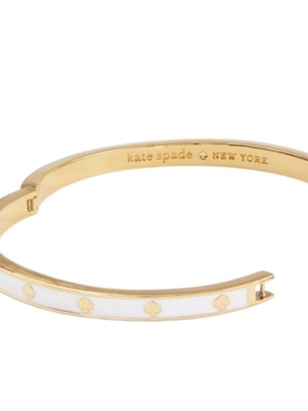 🤍▪️kate spade ▪️White and Gold Spot The Spade Enamel Hinge Bracelet - Picture 2 of 4